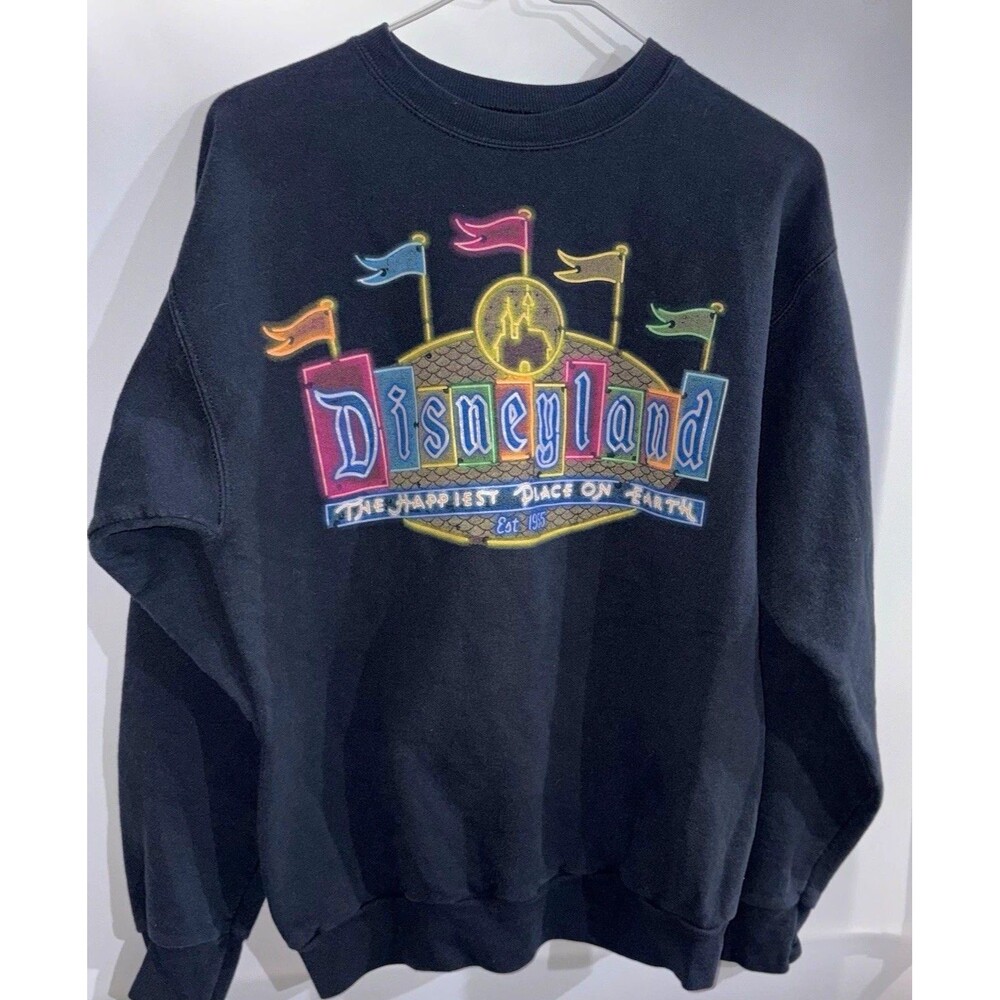Hanes Walt Disney World Mickey Mouse Unisex S  Black Graphic Crewneck Sweatshirt